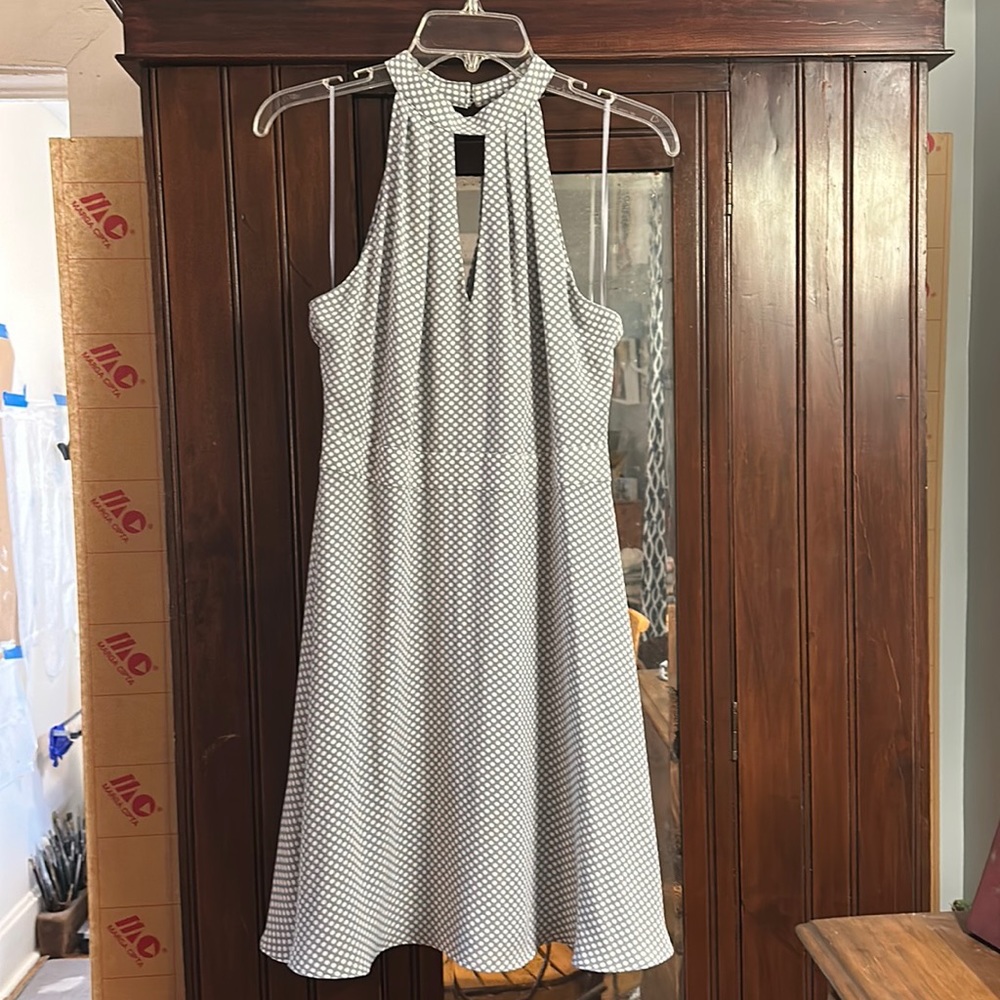 Gray and white halter dress from Express.